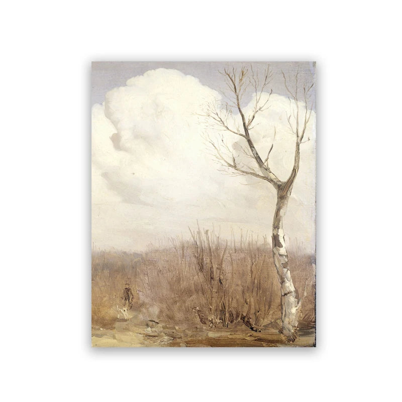 Vintage Neutral Landscape Botanical Sketch Wall Art Fine Art Canvas Prints Mountains, Countryside Scenery, Architecture & Nature Illustrations