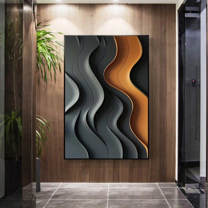 Modern Abstract Flowing Wavy Design Wall Art Fine Art Canvas Print Picture For Entryway Foyer Living Room Art Decor