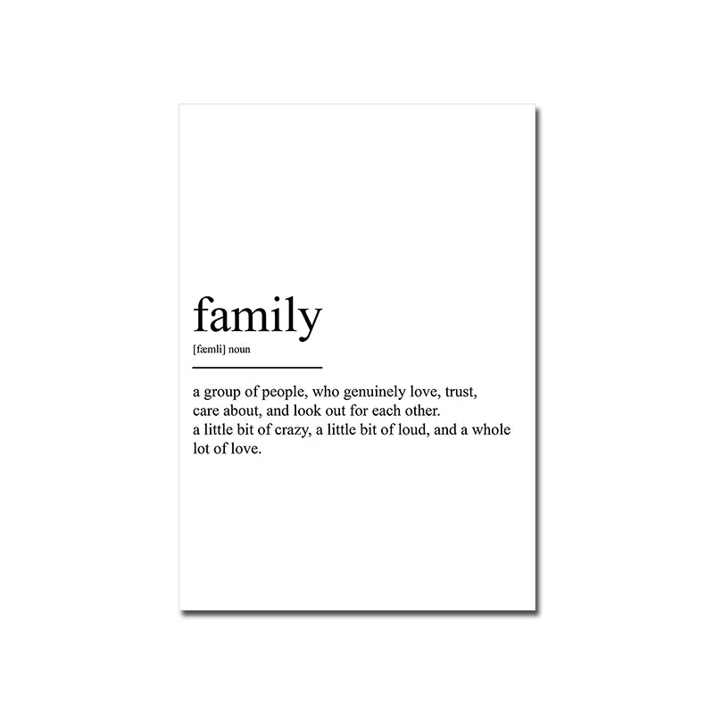 Love Family Home Happy Quotes Posters Canvas Prints Wall Art Black White Minimalist Quotation Pictures For Kitchen Living Room Family Room Home Decor