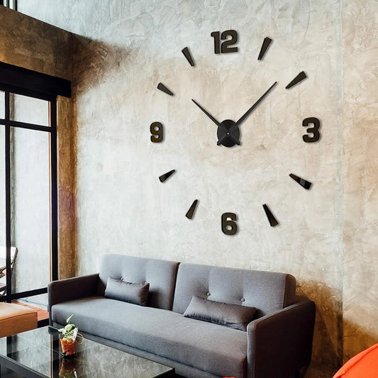 Big Wall Clock DIY 3D Self Adhesive Mirrored Acrylic Wall Clock For Kitchen Dining Room Living Room Creative Home Decor