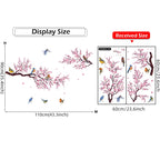 Pink Blossom Birds On The Branch Wall Mural For Bedroom Living Room Removable Peel & Stick PVC Vinyl Wall Decal For Creative DIY Home Decor