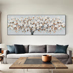 * Featured Sale * Blooming White Floral Petal Tree Wall Art Fine Art Canvas Print Wide Format Picture For Above The Sofa Above The Bed