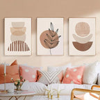 Set of 3 Pcs Abstract Geometric Earthy Tones Minimalist Wall Art Fine Art Canvas Prints Pictures For Living Room Dining Room Neutral Home Decor