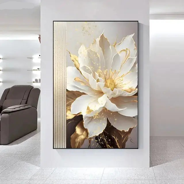 Big White Floral Wall Art Fine Art Canvas Prints Modern Botany Pictures For Living Room Dining Room Entrance Hallway Wall Decoration