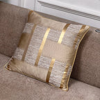 Shiny Golden Silver Stripe Jacquard Cushion Cushion Covers 45x45cm Pillow Cases Square Cover For Sofa Throw Cushions Light Luxury Nordic Home Decor