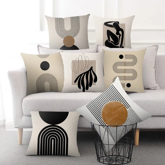 Modern Art Abstract Pattern Decorative Cushion Covers Creative Line Sofa Chair Pillowcases Throw Pillow Case Home Office Decor