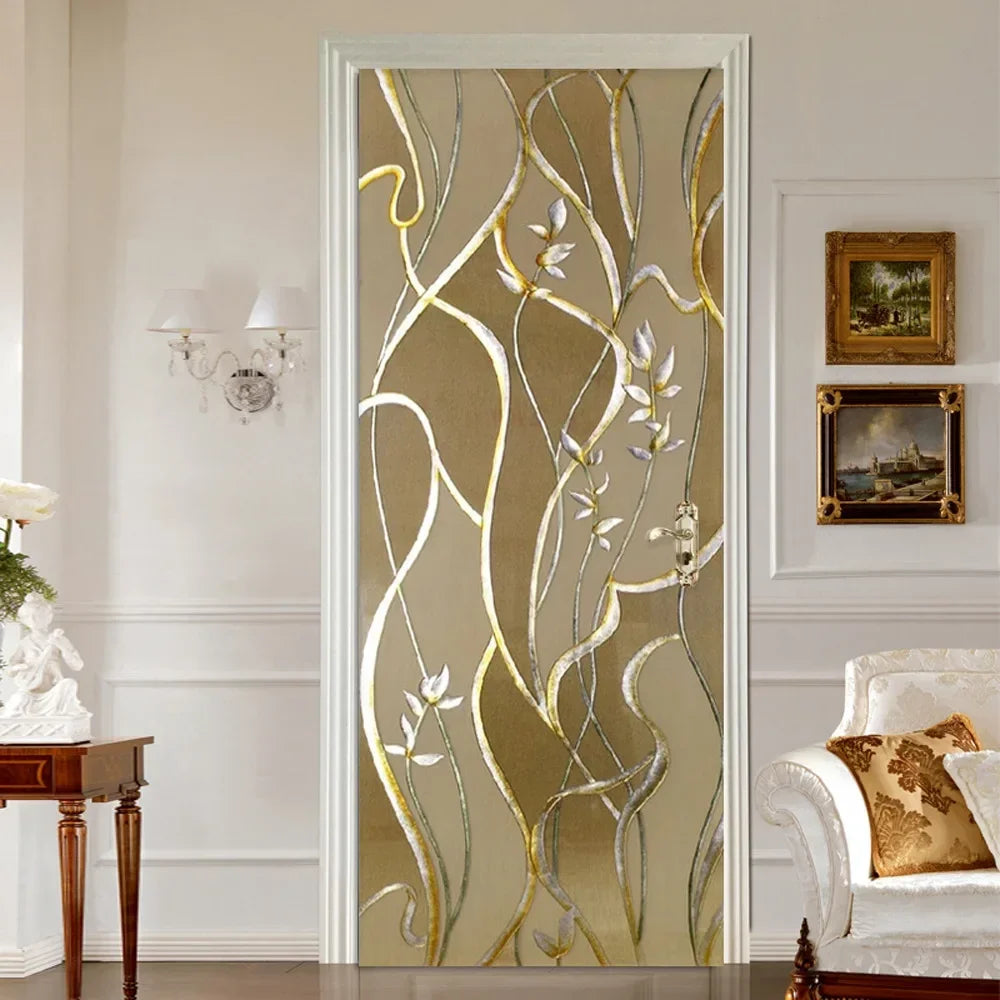 Modern Abstract Pearl Geometric Door Sticker Mural Removable PVC Vinyl Peel N Stick Wall Art Mural Decal For Interior Doors Creative DIY Home Decor