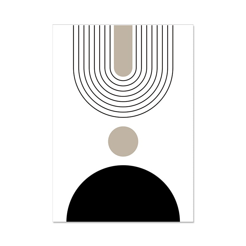 Modern Geometric Wall Art Abstract Line Shape And Form Fine Art Canvas Prints Black Beige Terracotta Pictures For Living Room Decor