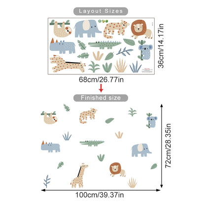Safari Animal Wall Decals – Watercolor Giraffes, Lions, Monkeys & More Wall Stickers for Nursery & Kids’ Spaces