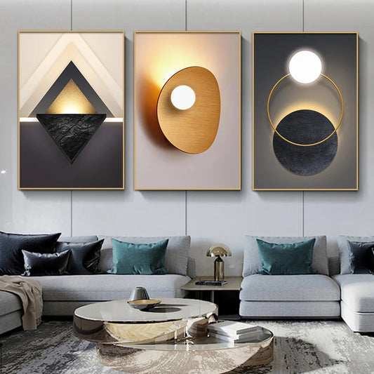 Modern Aesthetics Architectural Abstract Geometric Wall Art Fine Art Canvas Prints Pictures For Luxury Apartment Living Room Home Office Interior Decor