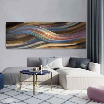 Rainbow Abstract Wall Art Fine Art Canvas Print Modern Colors Wide Format Pictures For Above The Bed or Above The Living Room Sofa