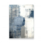 Abstract art print with blue and gray tones on a white background