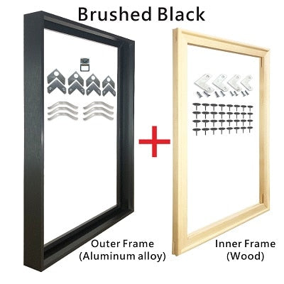 Metal Picture Frame Brushed Black Frosted White Brushed Gold Titanium Silver With Wood Inner Frame Sizes 20x30cm to 60x90cm