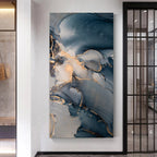 Set of 3Pcs Abstract Golden Blue Liquid Marble Print Wall Art Fine Art Canvas Prints Pictures For Modern Living Room Bedroom Home Office Decor