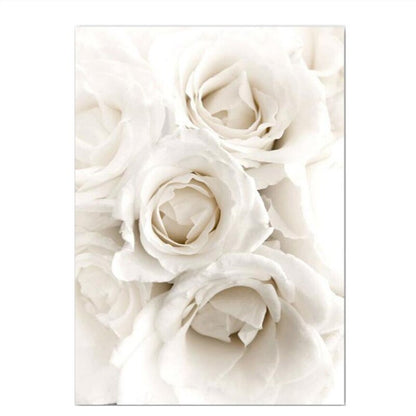 Simple Floral White Rose Peonies Wall Art Fine Art Canvas Prints Black White Botanical Pictures For Living Room Modern Interiors Home Decor