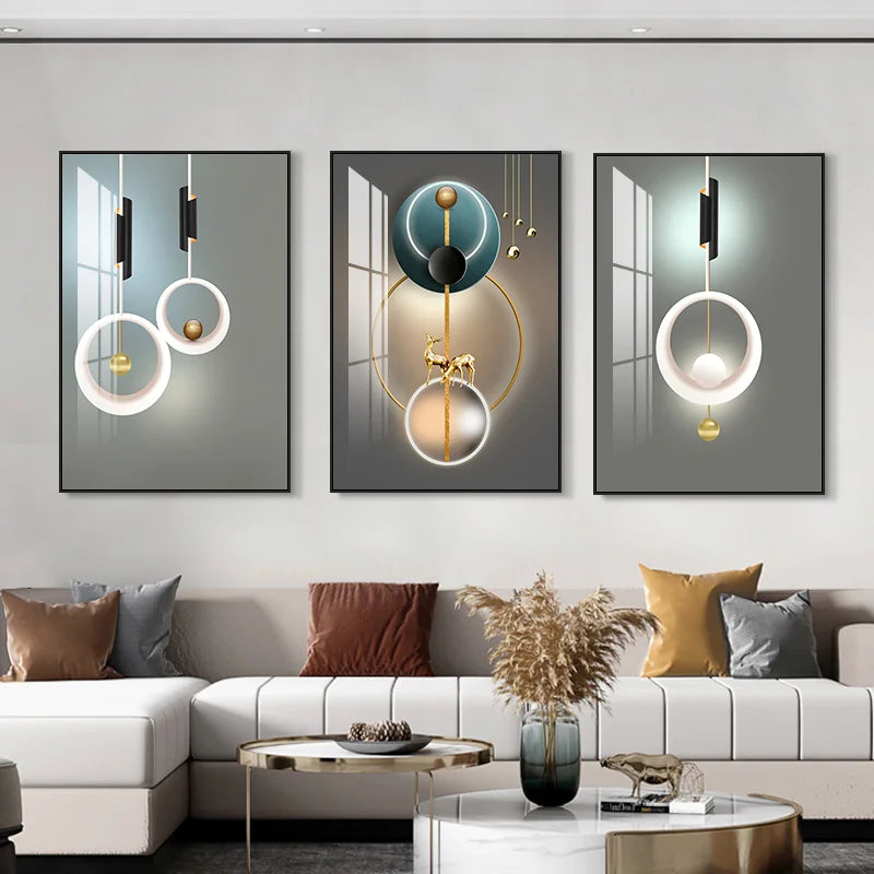 Modern Aesthetics Abstract Auspicious Wall Art Fine Art Canvas Prints Pictures For Luxury Living Room Dining Room Boutique Hotel Room Art Decor