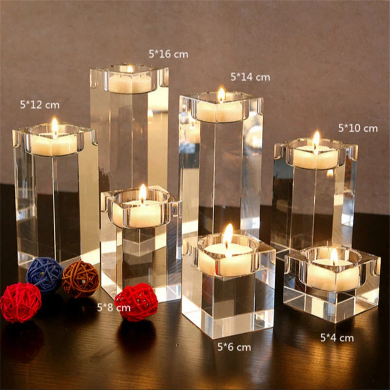 Modern Nordic Crystal Glass Candle Holders For Tabletop Coffee Table Candle Stands For Living Room Bedroom Dining Room - Available in 9 Sizes