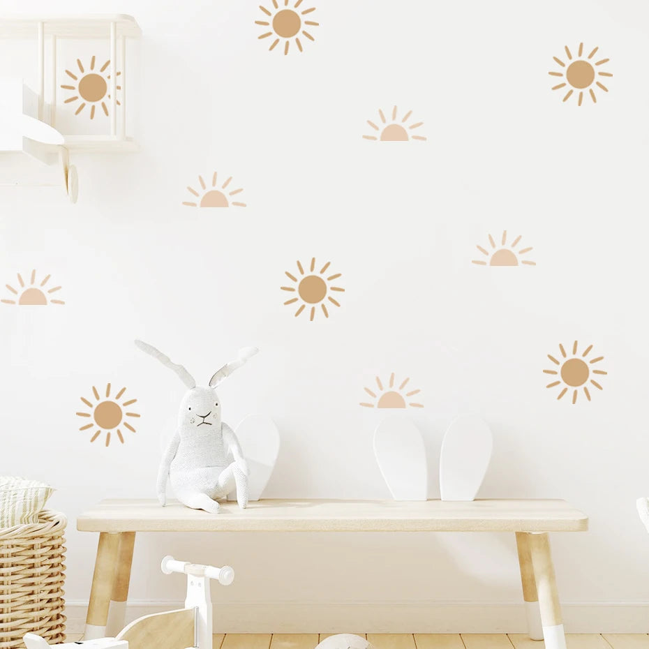 Sun Rising Cute Nordic Wall Decals For Children's Nursery Room Removable Peel & Stick Wall Stickers For Creative DIY Kid's Room Wall Decor