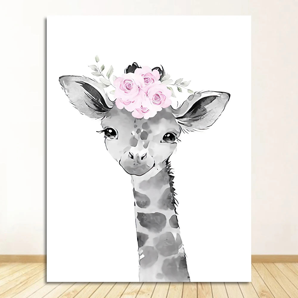 Cute Animals Nordic Nursery Posters Personalized Baby's Name Wall Art Fine Art Canvas Prints Pictures For Baby's Room Nursery Room Wall Decor 2025