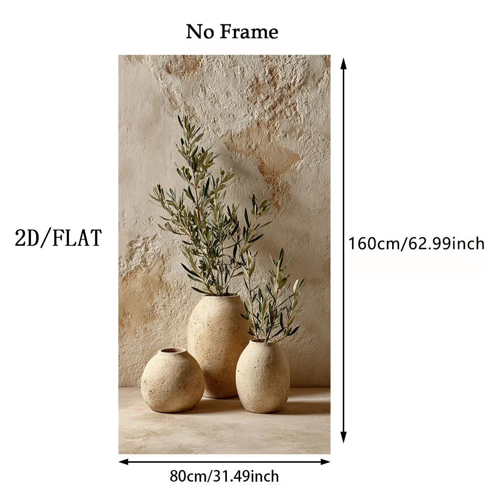 Rustic Mediterranean Vase and Olive Branch Still Life Wall Art Fine Art Canvas Print For Living Room Dining Room Contemporary Home Decor