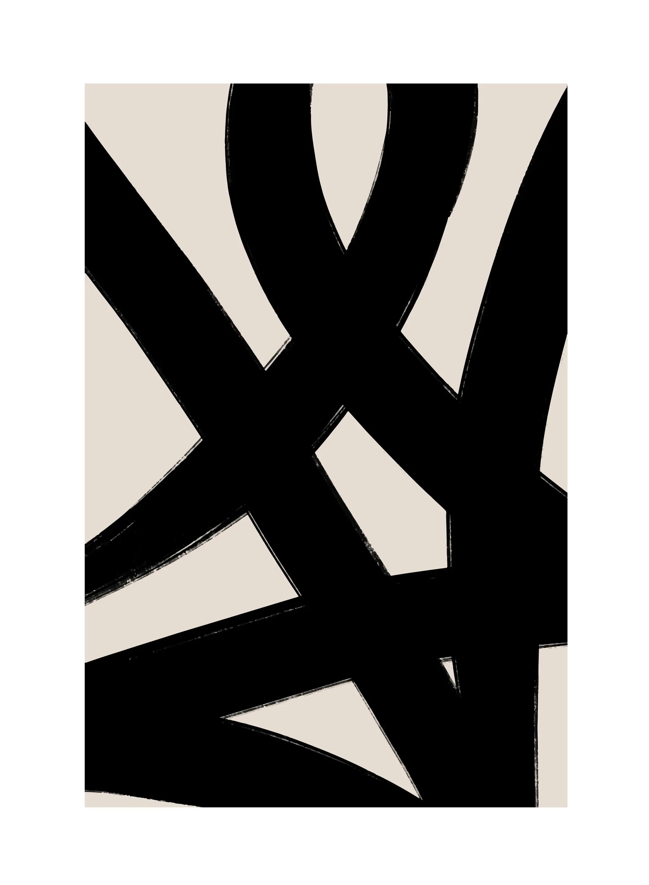 Thick Brush Flowing Lines Black Beige Abstract Wall Art Fine Art Canvas Prints Minimalist Artworks For Modern Apartment Living Room Home Office Decor