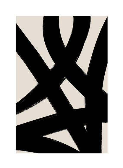 Thick Brush Flowing Lines Black Beige Abstract Wall Art Fine Art Canvas Prints Minimalist Artworks For Modern Apartment Living Room Home Office Decor