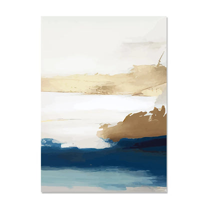 Seaside Serenity Abstract Coastal Canvas Print Wall Art In Calming Blue and Sandy Hues Pictures For Living Room Dining Room Art Decor