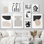 Modern Minimalist Abstract Line Art Figure Art Fine Art Canvas Prints Beige Black White Nordic Gallery Wall Pictures For Living Room Bedroom Art Decor