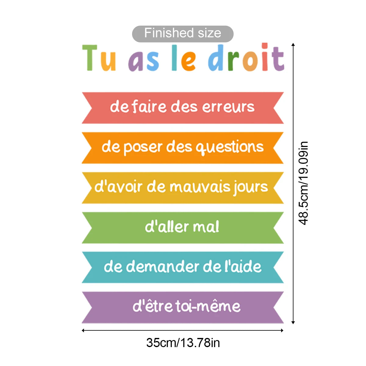 French Inspirational Words Wall Decal – Child Development Wall Sticker Decor for Kids’ Room, Study Area or Learning Space