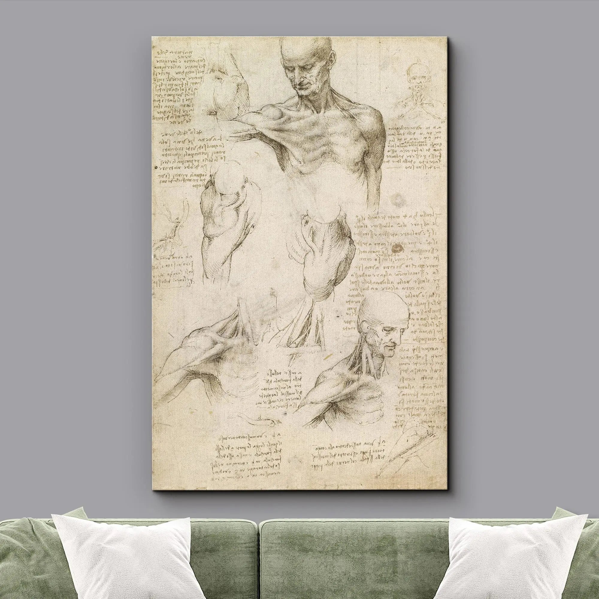 Classic Painting Vitruvian Man, Study of Proportions by Leonardo da Vinci Fine Art Canvas Print Famous Paintings Wall Art Home Office Decor