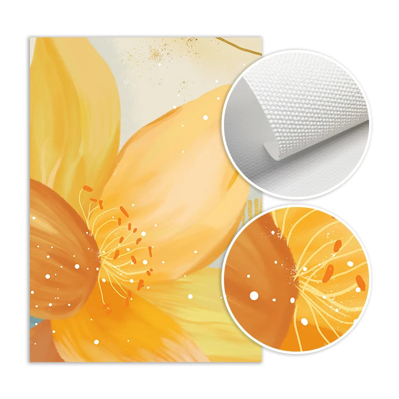 Big Floral Colorful Abstract Wall Art Fine Art Canvas Prints Orange Yellow Petal Flower Posters Pictures For Living Room Home Decor