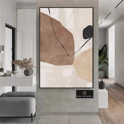 Modern Abstract Neutral Tones Color Block Wall Art Fine Art Canvas Prints Pictures For Living Room Entrance Hall Home Office Art Decor