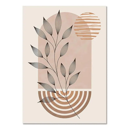 Light Beige Botanical Geometric Abstract Wall Art Fine Art Canvas Prints Gallery Wall Pictures For Living Room Dining Room Bedroom Art Decor 2025