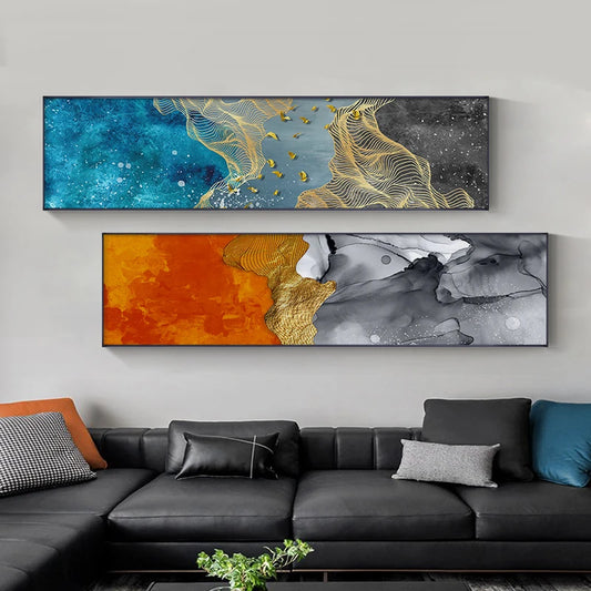 Auspicious Abstract Light Luxury Colorful Wide Format Wall Art Fine Art Canvas Prints Pictures For Above The Sofa Art For Above The Bed