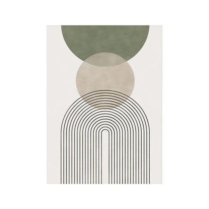 Set of 3Pcs Neutral Colors Beige Green Abstract Geometric Botanical Wall Art Fine Art Canvas Prints Pictures For Living Room Dining Room Art Decor