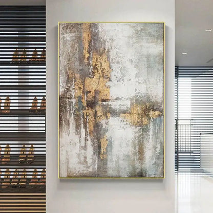 * Hand Painted * Urban Abstract Minimalist Oil Painting Large Format Picture For Contemporary Living Room Wall Decor - Unique Wall Art Hand Painted On Canvas