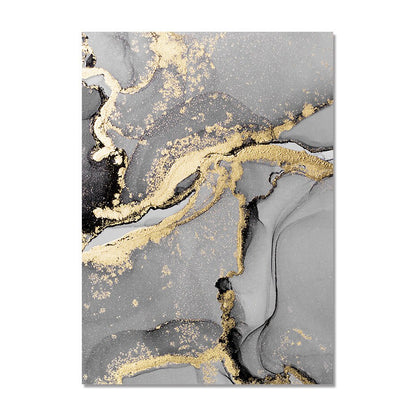 Black Gray Golden Liquid Marble Wall Art Fine Art Canvas Prints Modern Abstract Light Luxury Pictures For Living Room Home Office Decor