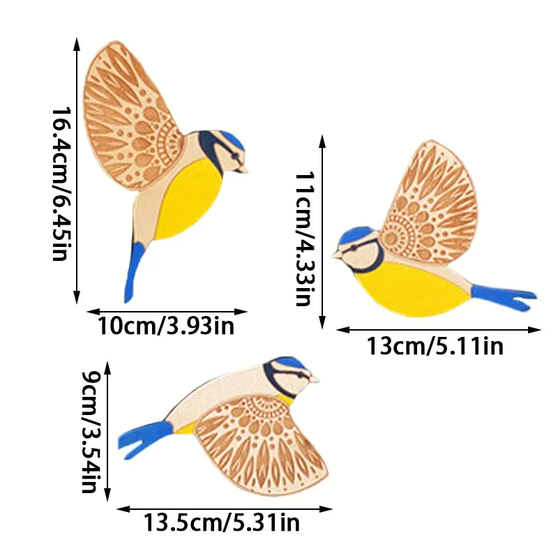 Set of 3Pcs Nordic Vintage Wooden Blackbirds Wall Decoration For Living Room Dining Room Bedroom Scandinavian Style Home Decor