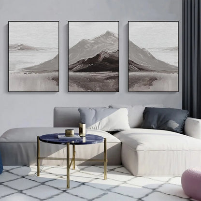 Abstract Gray Mountain Landscape Wall Art Fine Art Canvas Prints Pictures For Modern Apartment Living Room Dining Room Art Decor