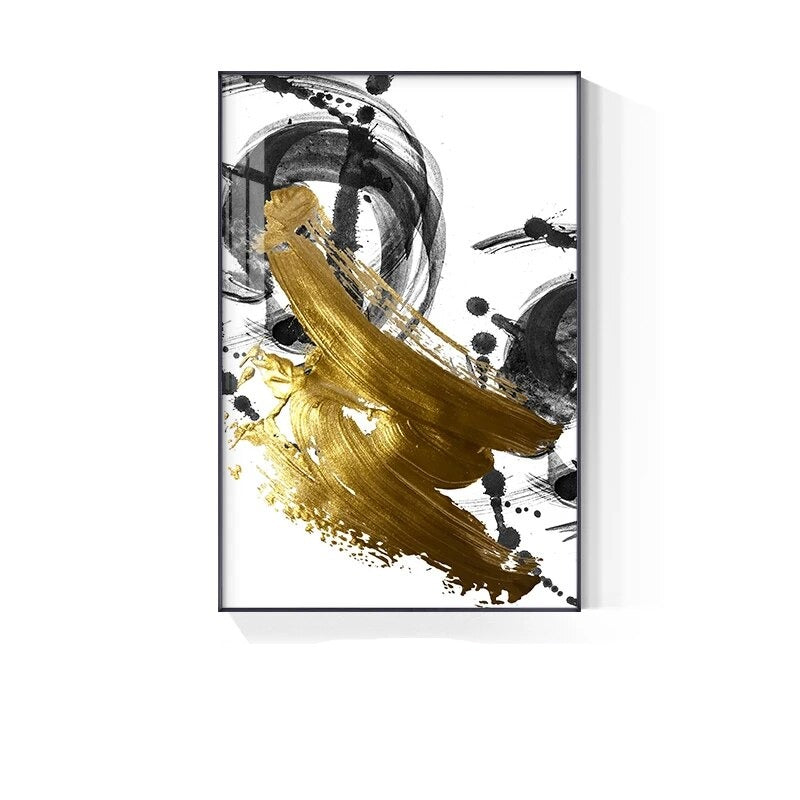 luxury Golden Black Canvas Painting Abstract Painting Nordic Home Decor Wall Art Poster Print Picture Living Room Bedroom Decor
