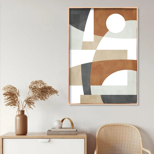 Geometric Abstract Color Block Wall Art Fine Art Canvas Prints Neutral Colors Pictures For Living Room Dining Room Home Office Decor