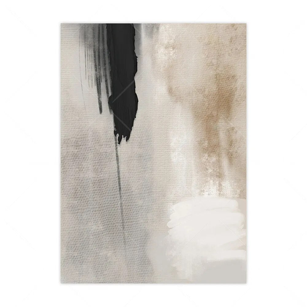 Modern Minimalist Abstract Wall Art Beige Gray Black Fine Art Canvas Prints Pictures For Living Room Bedroom Apartment Scandinavian Home Decor