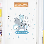 Cute Animals Baby Hippo Bear Lion Fox Deer Personalized Baby's Name Wall Decals Removable Peels & Stick PVC Wall Stickers For Nursery Wall Decor