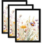 Set of 3Pcs Wood Picture Frame A3 A4 Size - Modern and Stylish Frame for Canvas Prints, Posters and Photo Wall Art - Black, White, Natural Wood Colors