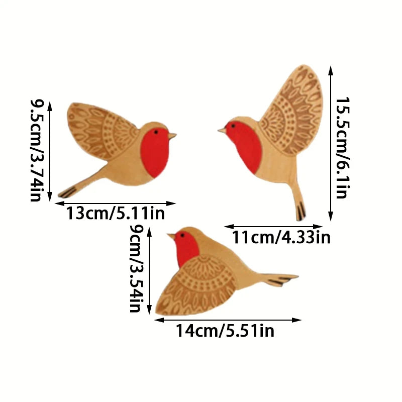 Set of 3Pcs Nordic Vintage Wooden Blackbirds Wall Decoration For Living Room Dining Room Bedroom Scandinavian Style Home Decor