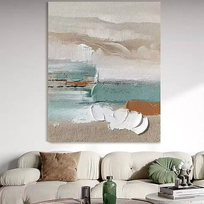 * Hand Painted * Modern Abstract Minimalist Oil Painting Large Format Picture For Contemporary Living Room Wall Decor