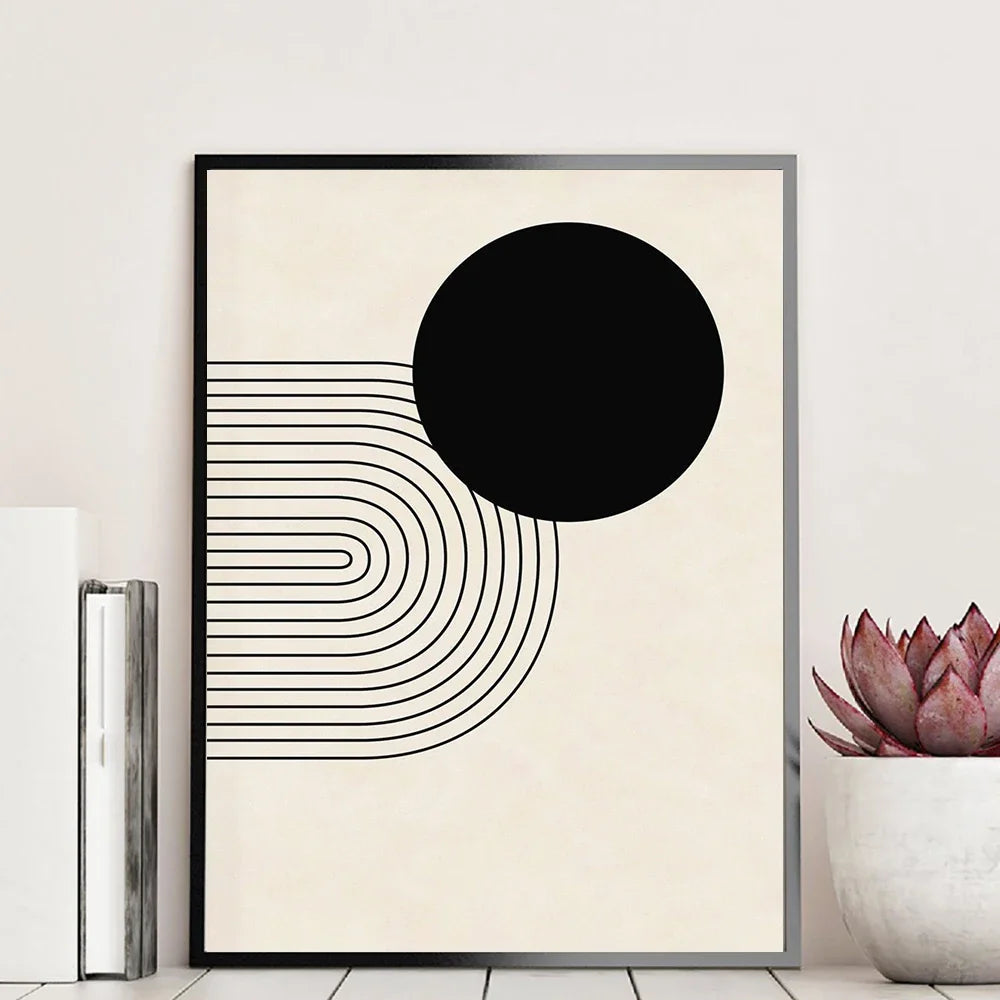 * Featured Sale * Modern Abstract Minimalist Wall Art Monochrome Geometric Line Art Fine Art Canvas Prints For Living Room Home Office Decor