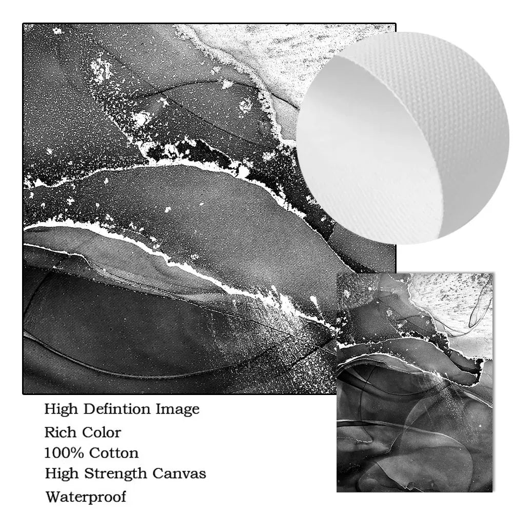 Set of 3Pcs Modern Gray Black and White Marble Canvas Painting Wall Art Print Abstract Posters And Prints Nordic Wall Pictures Bedroom Decor