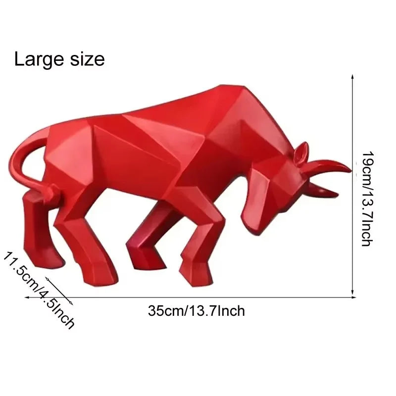 Abstract Bull Statue Sculpture Geometric Wildlife Ornament Modern Symbolic Art Decoration For Desktop Home Office Living Room Nordic Home Decor