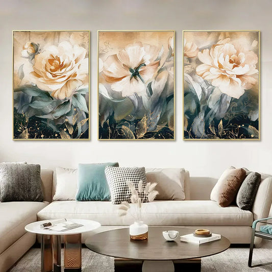 Serene Pastel Petals Floral Abstract Wall Art Fine Art Canvas Prints Modern Botany Pictures For Living Room Dining Room Art Decor